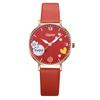Kids Watches Pink Cute Children's Wristwatch Cartoon Pattern Quartz Watch Set for Girls Fashion Students' Clock