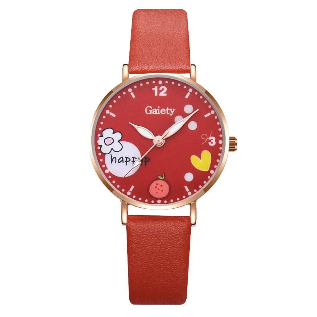 Kids Watches Pink Cute Children's Wristwatch Cartoon Pattern Quartz Watch Set for Girls Fashion Students' Clock
