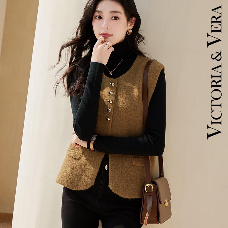 

VICTORIA&VERA Women s Round Neck Knitted Button Vest XL