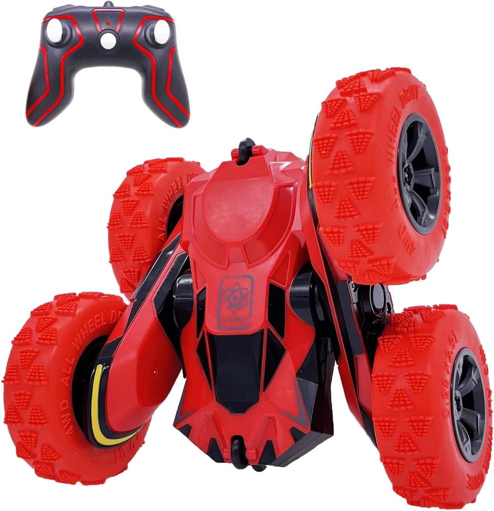 Threeking RC Stunt Cars Auto na dálkové ovládání Oboustranné řízení otočné auto o 360 stupňů, zelená