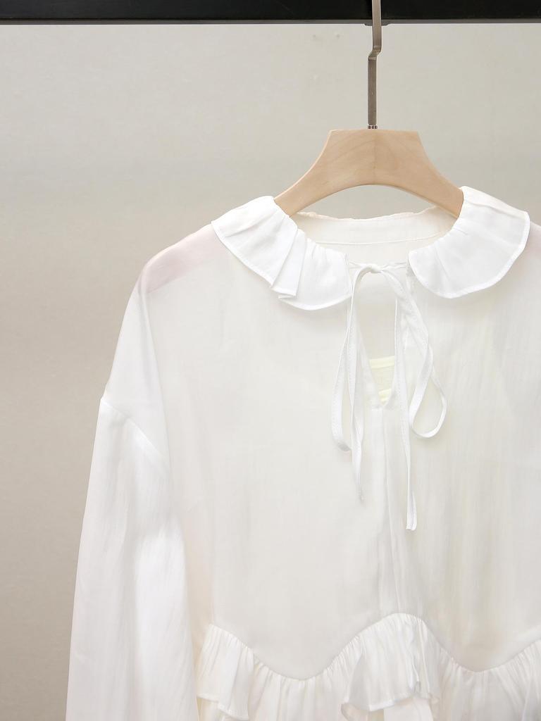 Nanyou Damen Französisch Romantisch zum Binden Patchwork Herbst Kurzhemd