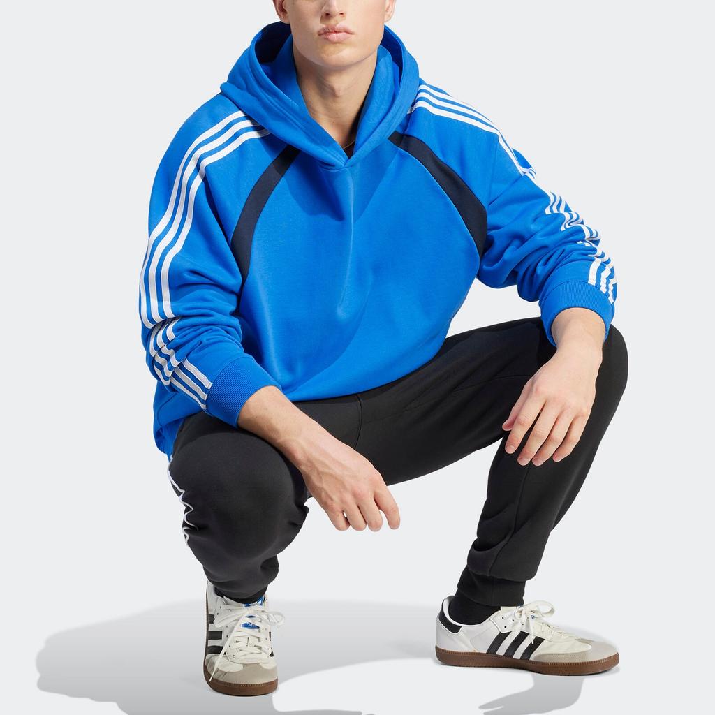 Adidas Originals Hooded Striped Casual Long Sleeve Sweatshirt Men Sweatshirt Bird-Feather-Blue IW3647