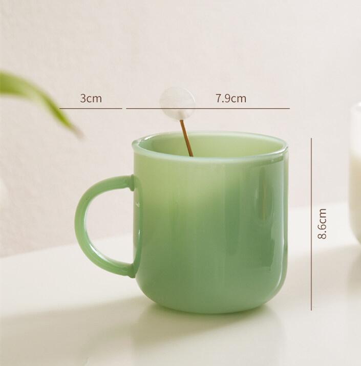 Color Jade Glass Borosilicate Heat-resistant Glass Mug with Handle Milk Coffee Glass Goblet Cup Drinkware Barware