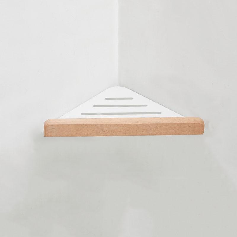 White Wooden Bathroom Triangle Shelf Bathroom Accessories Aluminum Bathroom Shower Storage Rack Corner Rack Bathroom Shelving