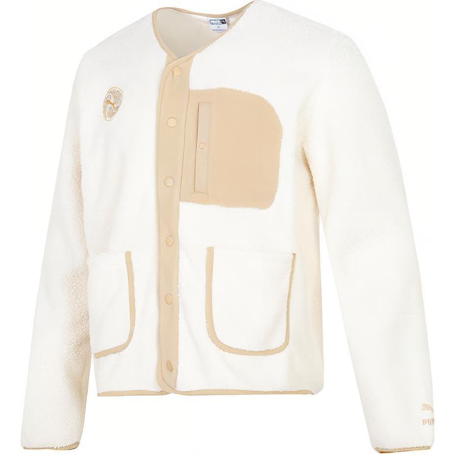 

Puma Color Block Pocket Sports Fleece Casual Jacket Men Jacket Off-White 539915-93 L