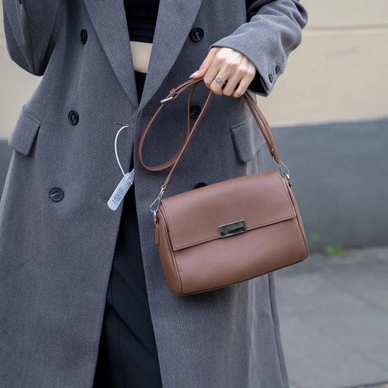 Autumn/Winter New Underarm Bag Women's Fashion Retro Cow Leather Crossbody Handbag High Quality Texture Luxury Shoulder Bag