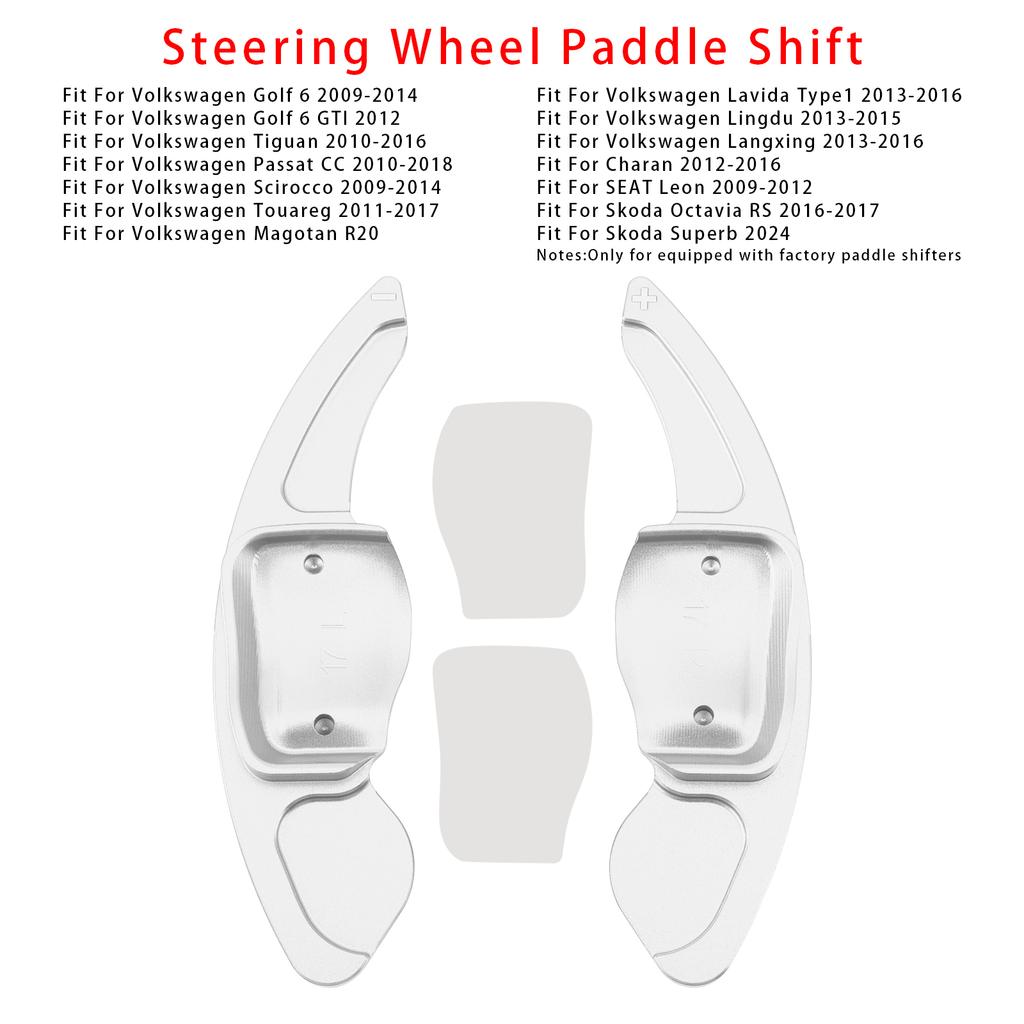 Steering Wheel Paddle Shifter Extension For VW Golf 6 Tiguan CC Aluminium Silver