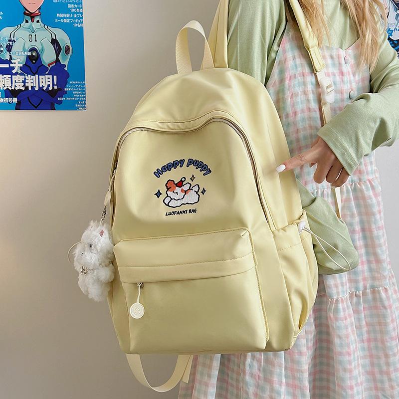 School bag dopamine ins wind cute embroidery school bag simple large capacity versatile commuter backpack travel lightweight backpack