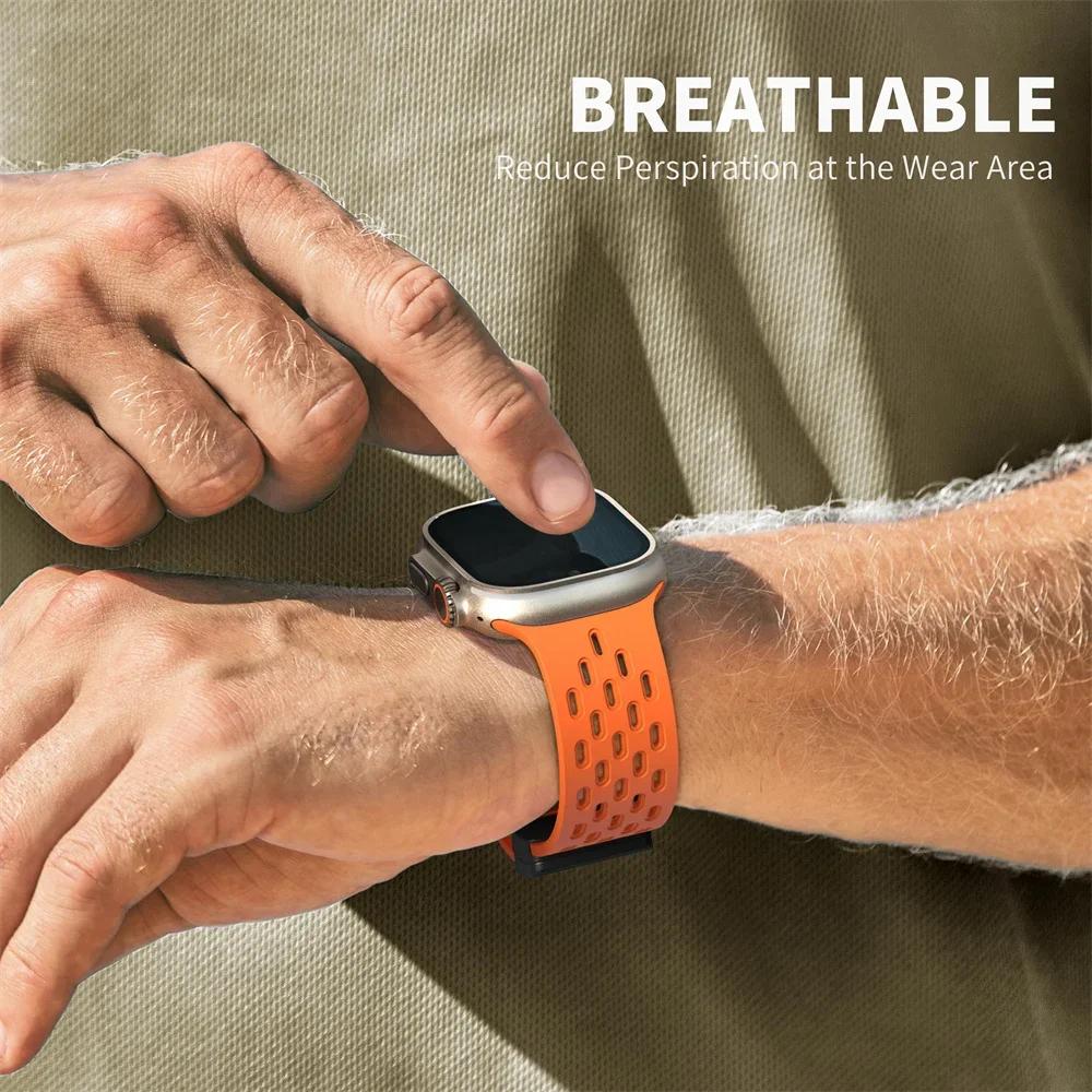 Magnetic Band For Apple watch ultra 2 Strap 49mm 44mm 40mm 42mm 44 45 mm Silicone Bracelet iWatch Series 9 7 8 se 6 5 41mm 45mm