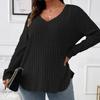 Warm Soft Knitted Blouse Women Long Sleeve V Neck Loose Pullover Casual Top Irregular Hem Plus Size Fall Winter