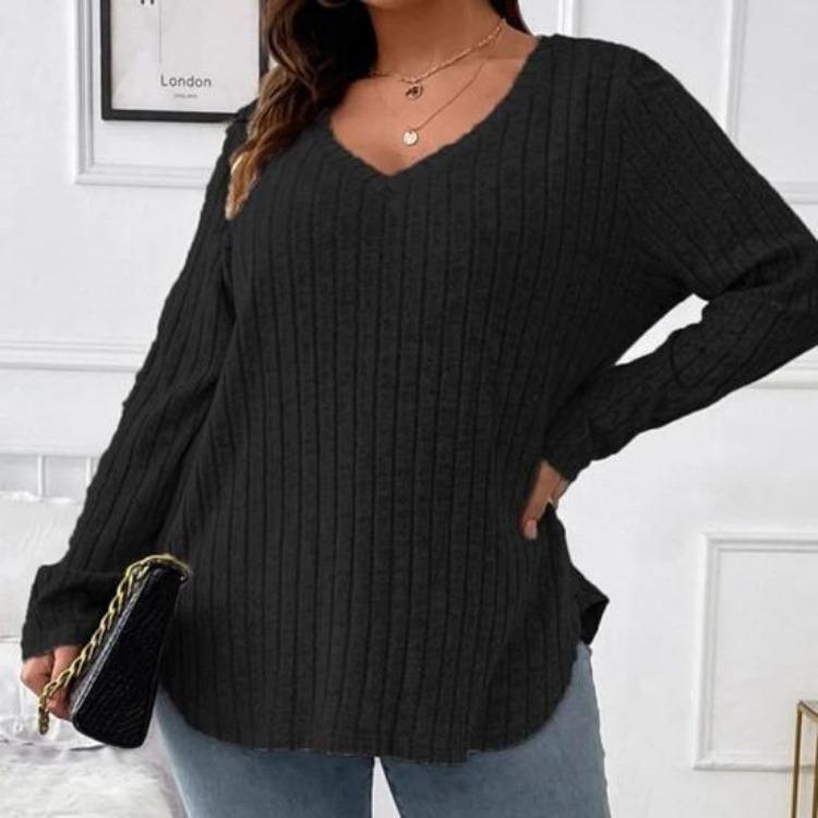 Warm Soft Knitted Blouse Women Long Sleeve V Neck Loose Pullover Casual Top Irregular Hem Plus Size Fall Winter