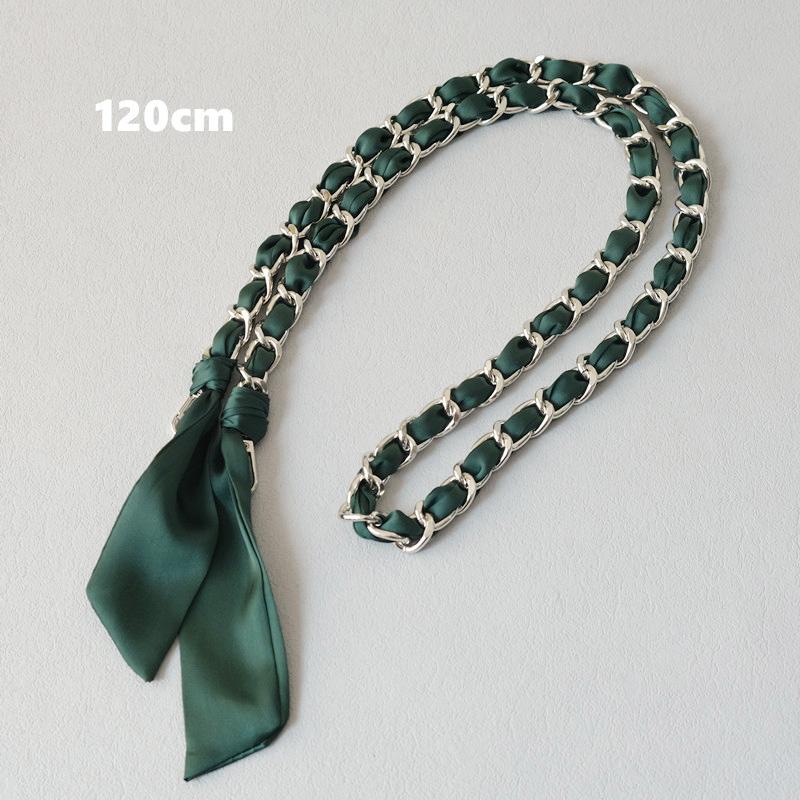 

Новая Мода Весна Женская Сумка Аксессуар Цепочки Съемный Длинный Кросс-Боди Однотонный Милый Шелковый Ремешок Женский Роскошный Цепочный Ремень Ручки для Сумки 120CM темно-зеленого