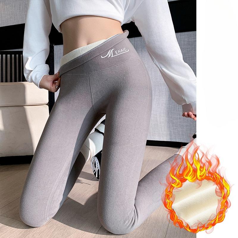 Self Heating Thermal Underwear Women Winter High Waist Tight Double Brushed Seamless Leggings Fleece Lined Thick Warm Pants