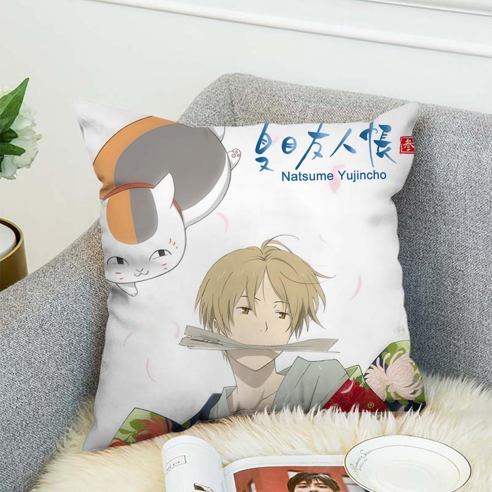 Natsumes Book Of Friends Pillow Case For Car Sofa Decorative Home Double-sided Print Plush Square Throw Pillow Cushion Cover