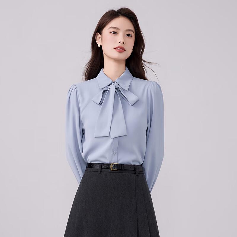 TLUOMAN Women's Non-Iron Detachable Bow-Tie Blouse