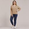 Autumn and Winter Plus Size Women's Solid Colour Simple Woven V-neck Pullover Jumper