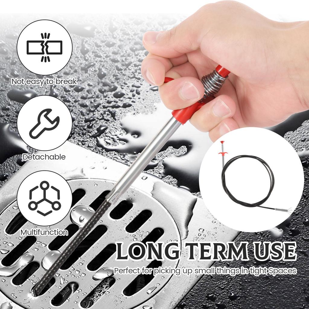 3cm Spring Pipe Dredging Tools Drain Snake Drain Cleaner Sticks Clog Remover Cleaning Household for Kitchen Bending Sink Tool