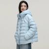 White duck down jacket women's hooded winter fashion ribs thickened small warm bread jacket tide