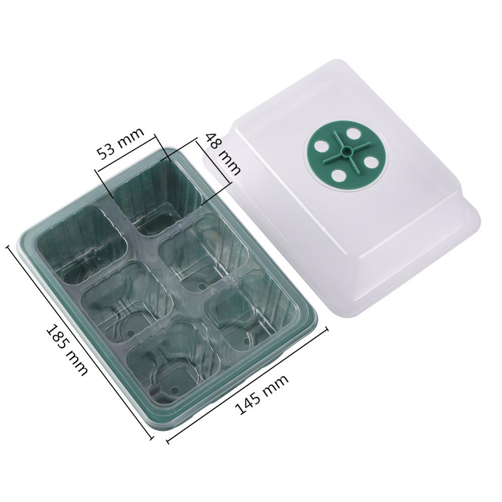 6 Cells Breathable Germination Box Mini Greenhouse Nursery Planter Vegetable Flower Succulent Cultivation Pot LED Growing Light