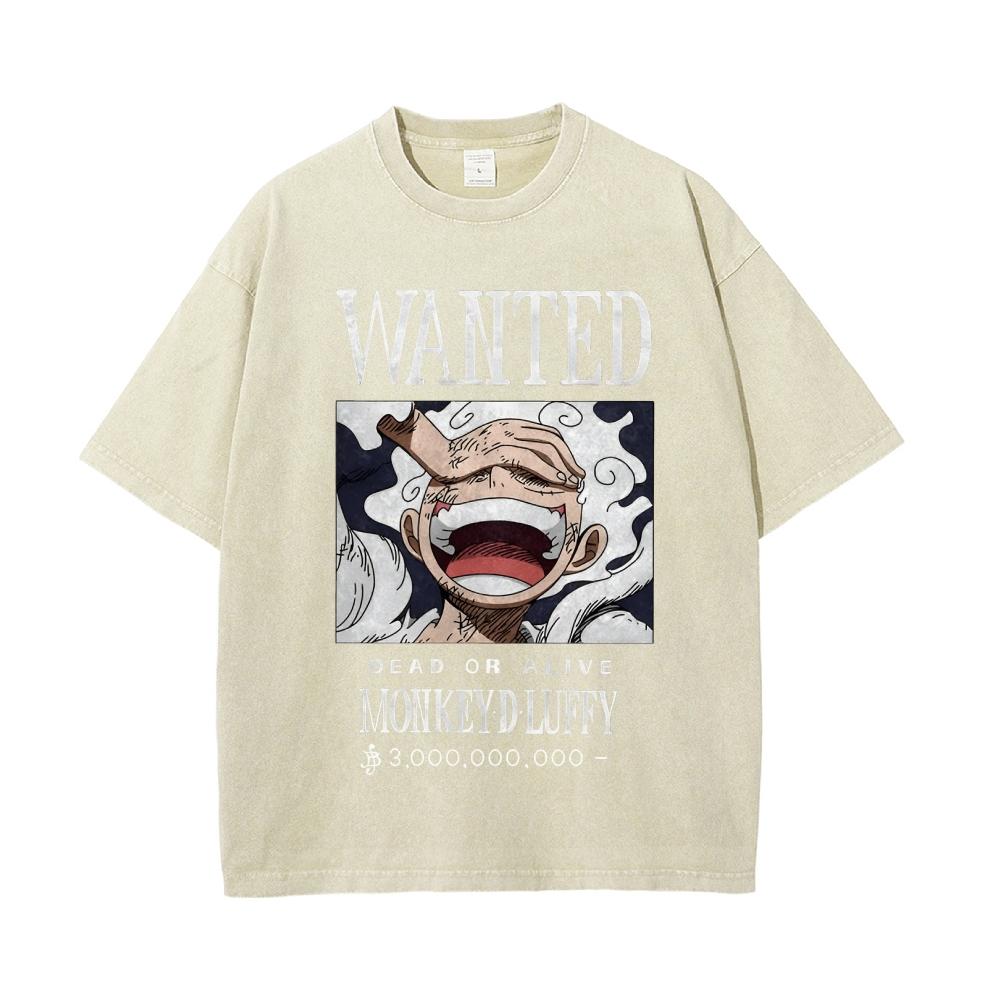 One Piece Luffy Oversized Vintage Washed T-shirt Men Women Short Sleeves Graphic Tee Summer Fashion New Streetwear Casual Tops