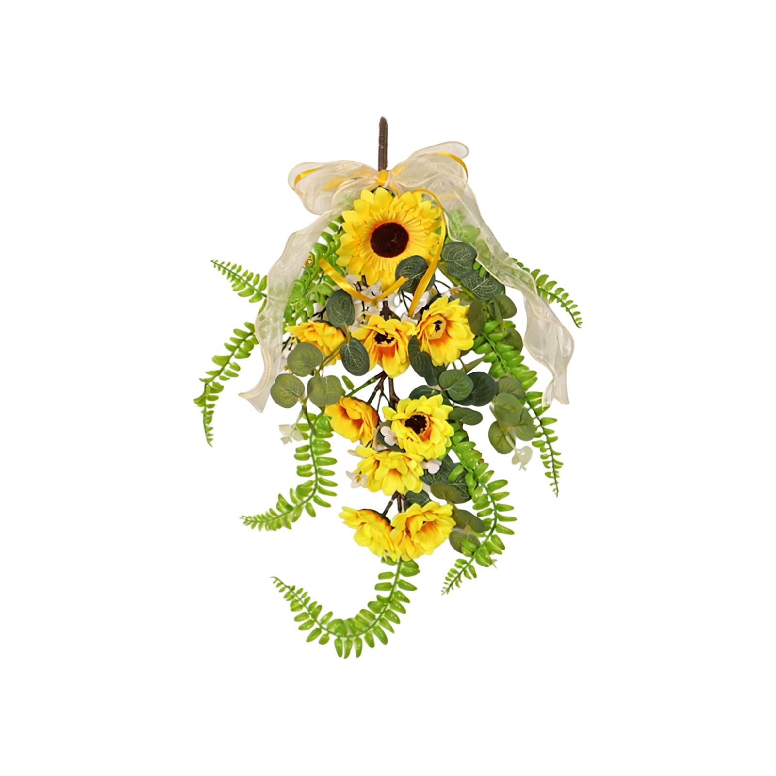 

45cm Spring-themed Artificial Sunflower Wall Hanging, Artificial Green Plant Home Hanging Decoration, Festival Decoration Props One Size