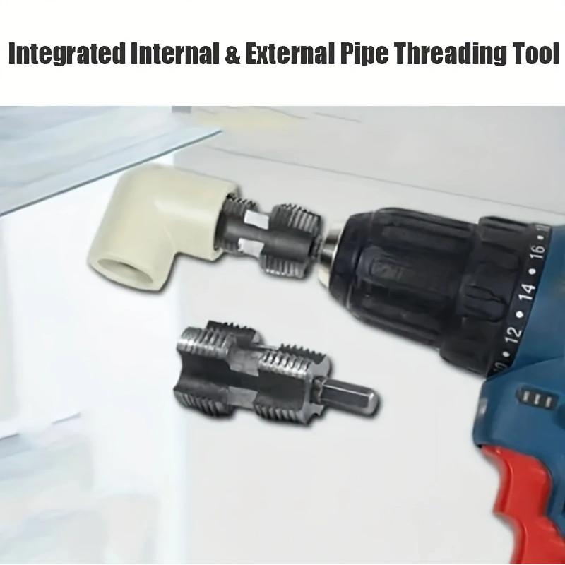 2025 Pipe Threading Tool Kit - Internal & External Cutter for 1/2" & 3/4" Pipes, Drill-Compatible Rethreading Die Set