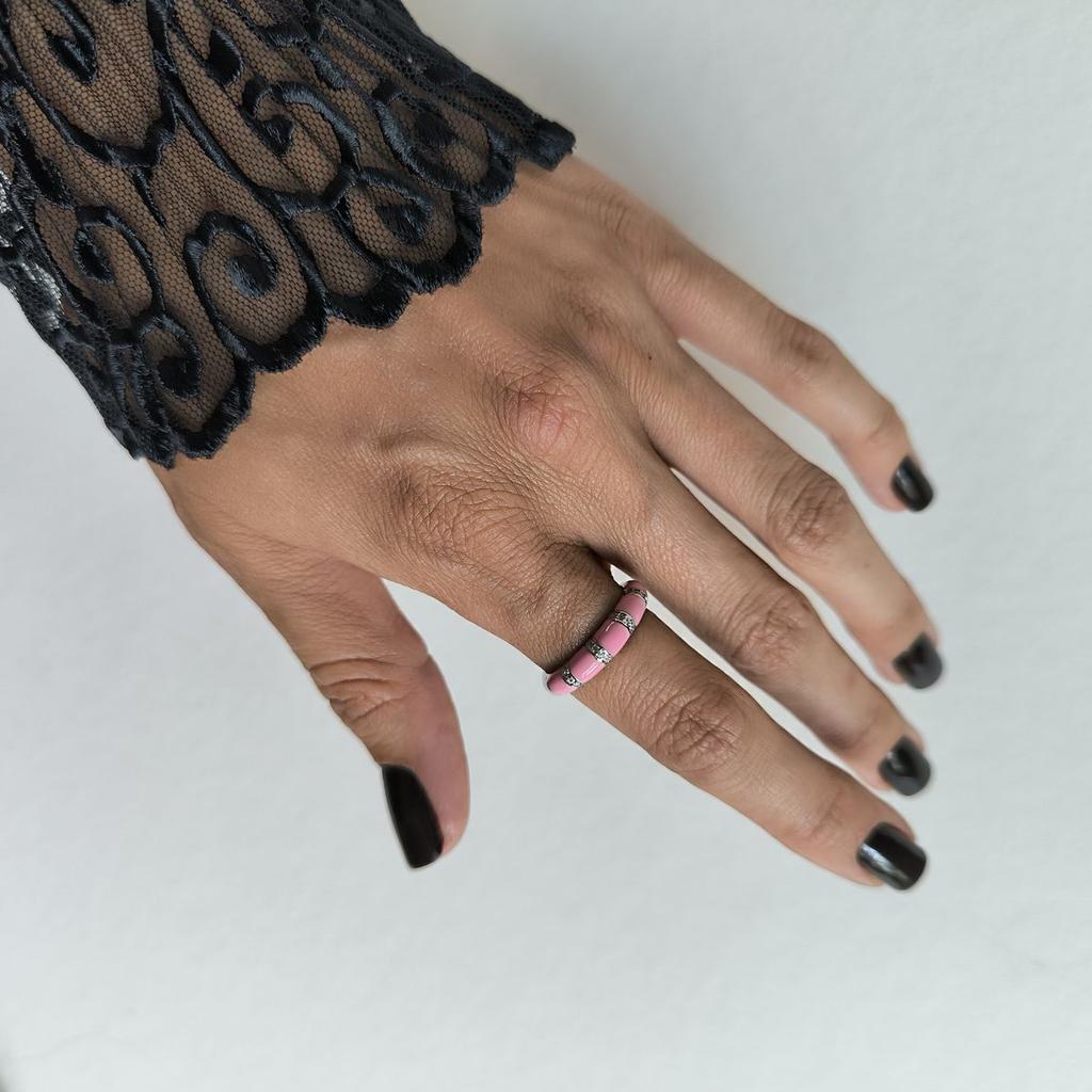 Silver Ring with Cubic Zirconia, Enamel, Product Weight 2.8 G (60002188)