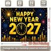 1 Pezzo Felice Anno Nuovo 2027 Orologio Fuochi d'Artificio Decorazione Sfondo Decorazioni per Sfondo Celebrazione per Studio Fotografico Stand Festa