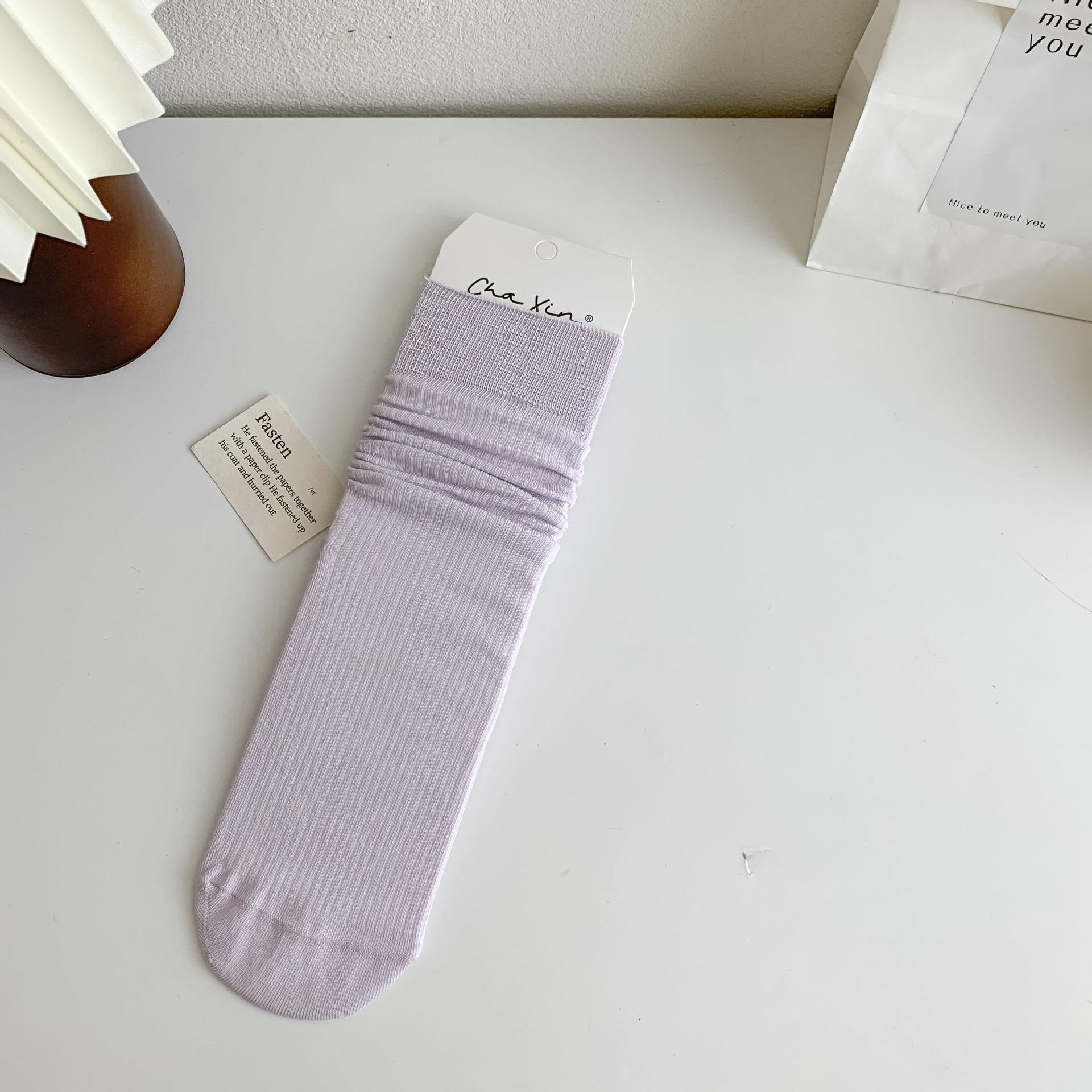 

Boneless Gray Socks, Women S Mid-Leg Socks, Seasonal Thin Cotton Socks, Anti-Pilling White Summer Piles Of Stockings світло-фіолетового кольору