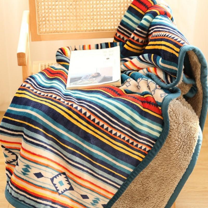 Nordic Double-Layer Fleece Blanket Thick Warm Winter Coral Velvet Throw Sofa Bed Nap