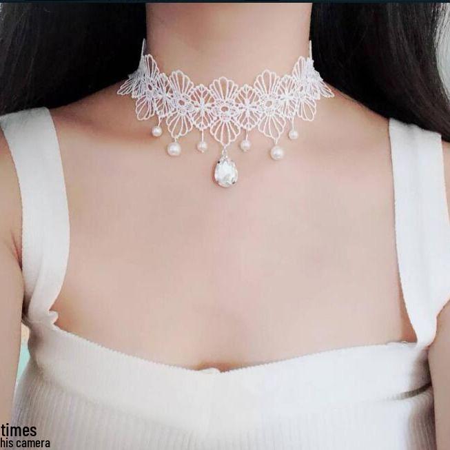 

Элегантное европейское и американское белое кружевное ожерелье на ключицу - изысканные модные украшения