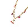 Stylish Titanium Steel Cherry Strawberry Pendant Necklace Adjustable Chain Lightweight Design Perfect For Daily Wear