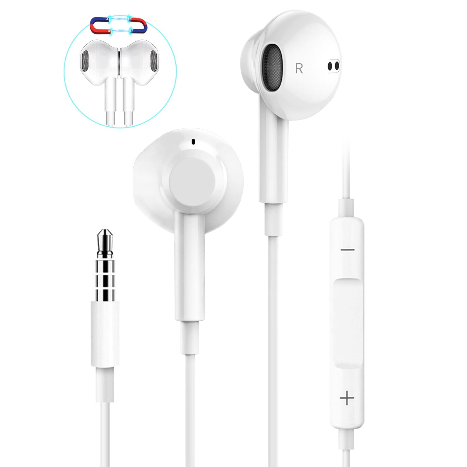

Improved Wired Earphones with Magnetic Enhanced Sound Effective Tangle Convenient Call Jack with Compatible with All Devices with [2025 Model] Design,