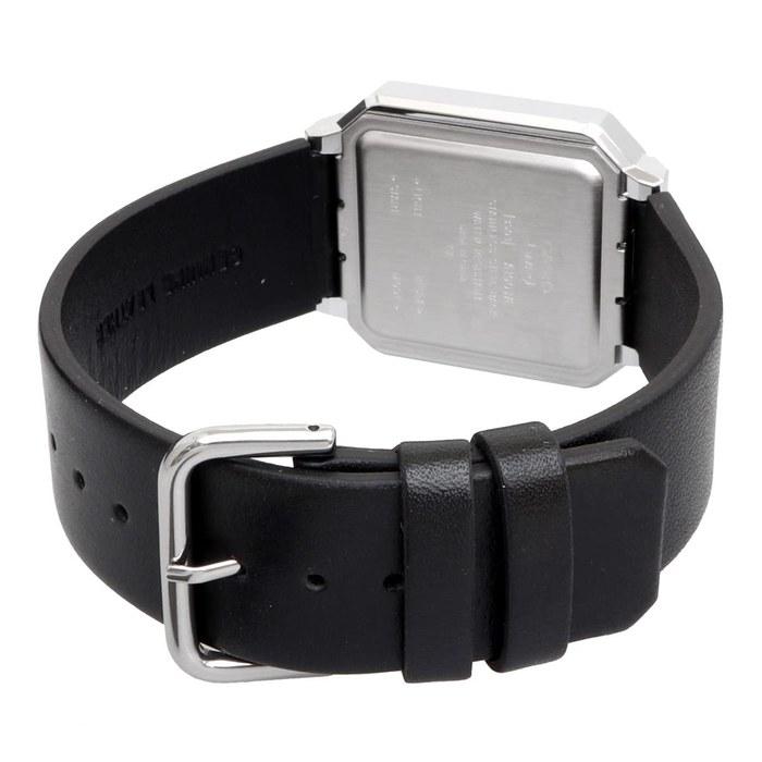 Casio Digital Watch A100WEL-1A Men's Silver & Black Leather Band