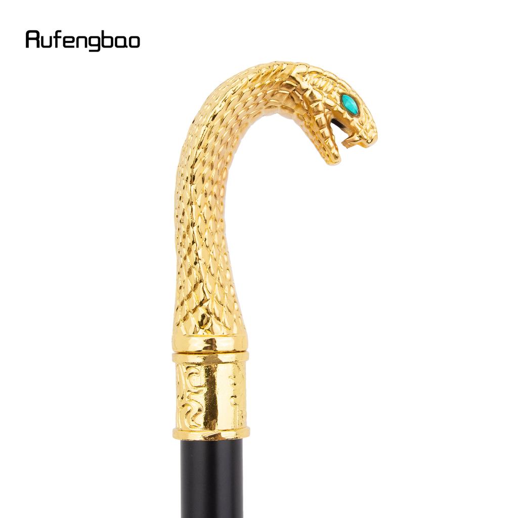 Goldener Luxus Kobra Schlangengriff Mode Gehstock für Party Dekoration Gehstock Eleganter Krummstab Knauf Gehstock 94cm