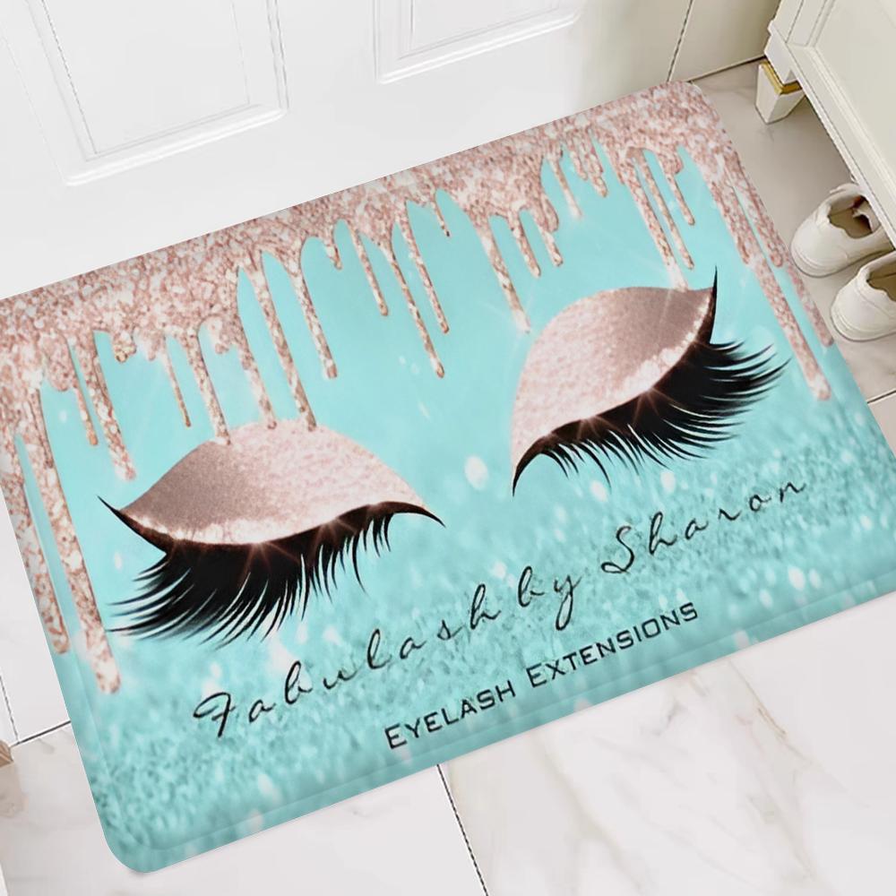 Rose Golden Glitter Eyelash Hallway Carpet Washable NonSlip Living Room Sofa Chairs Area Mat Kitchen Doormat Area Rug