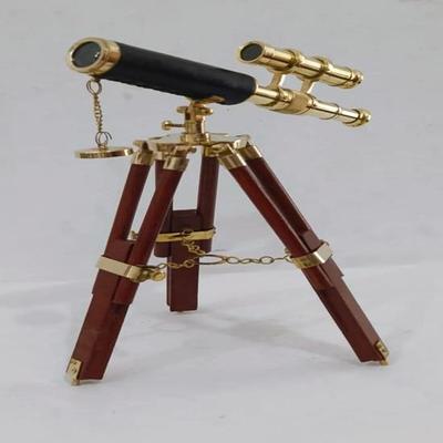 Messing Doppelteleskop Nautisch mit Holzstativ 35,56 cm Ideal für Zuhause, Bürodekoration, Arbeitszimmer, Bibliothek Geschenk