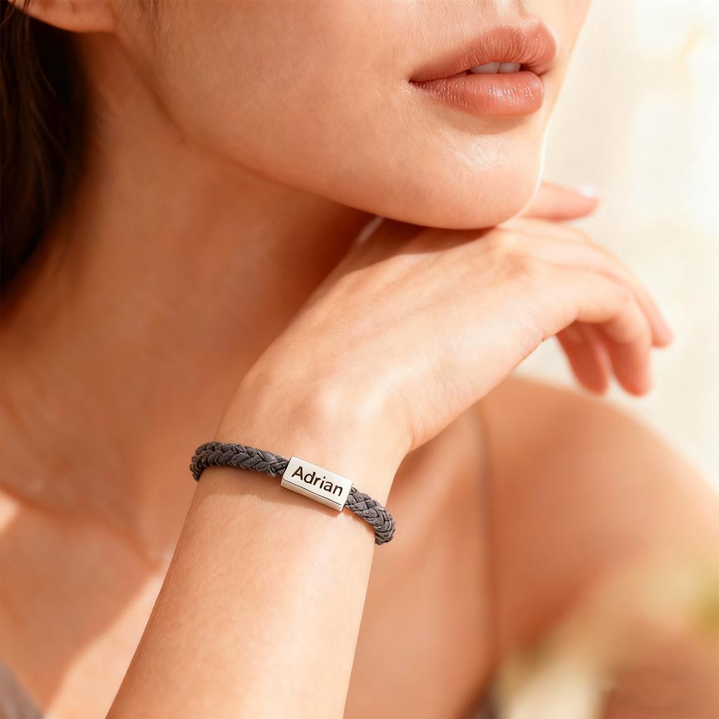 Personalized Name Stainless Steel Men's Bracelet Commemorative Engraving Handmade Boyfriend Gift Bracelet