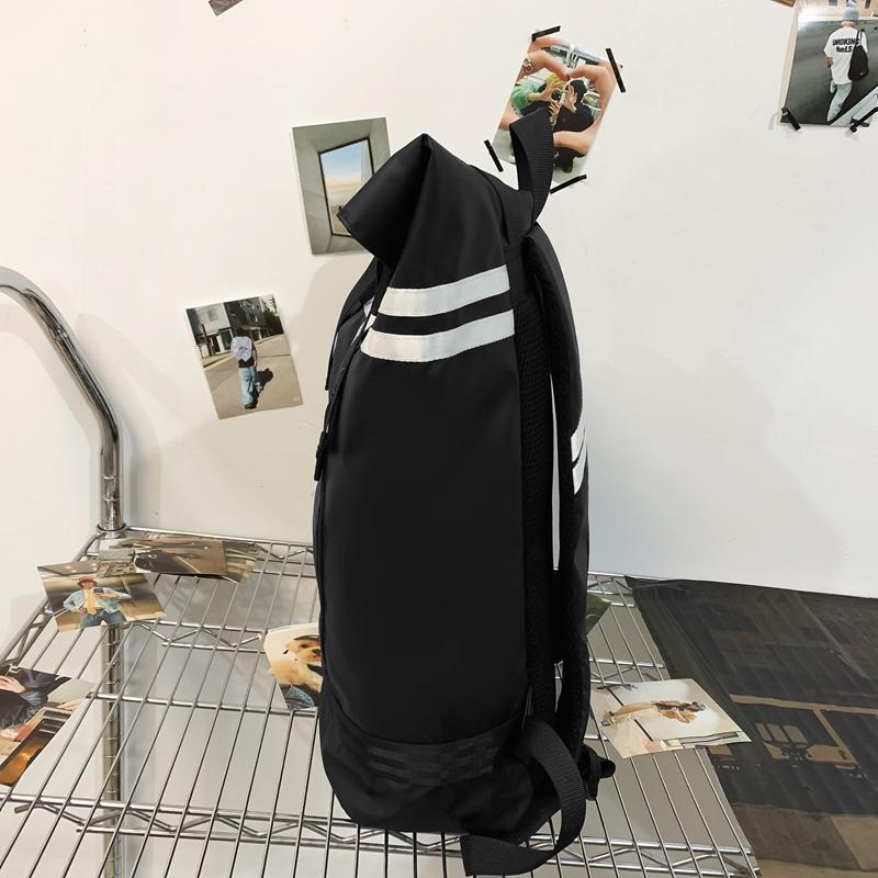 Striped Patchwork Roll-Up Backpack Men Outdoor Fitness Training Sports Bag Student School Bag