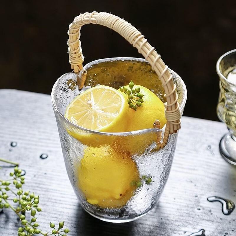 Japanese Style Rattan Woven Glass Ice Bucket прозрачный