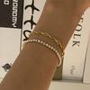  Fashion Stainless Steel Metal Double Chain Collar Trendy Bracelet 18K Gold PVD Plated Water Resistant Jewelry 2024