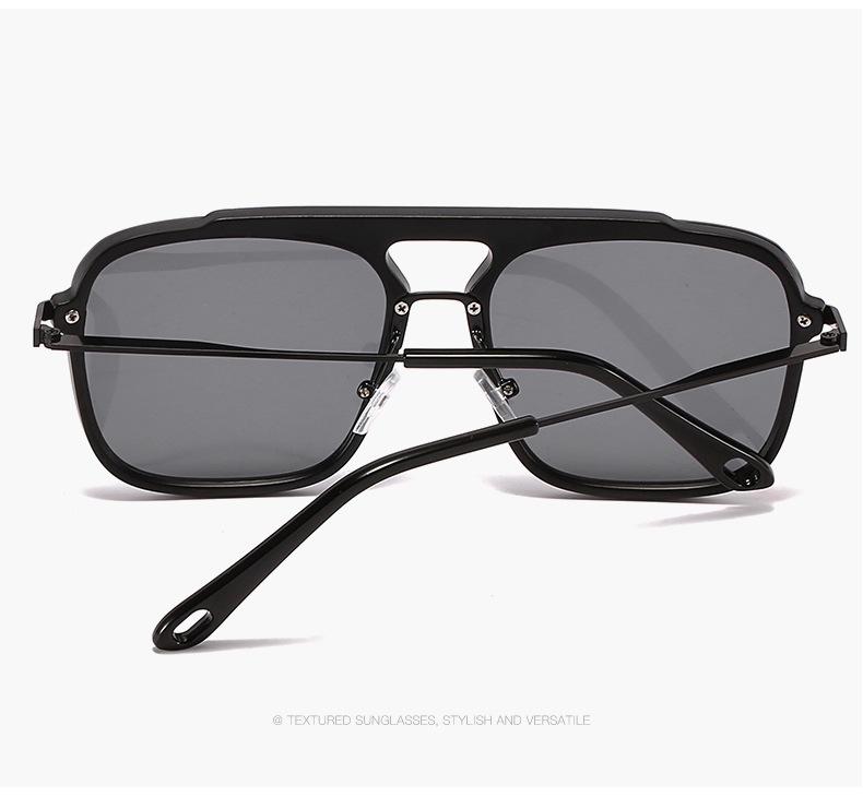 3184 Große quadratische Metallrahmen-Sonnenbrille mit Doppelsteg, UV-Schutz, Braun, Europäischer Stil für Damen und Herren
