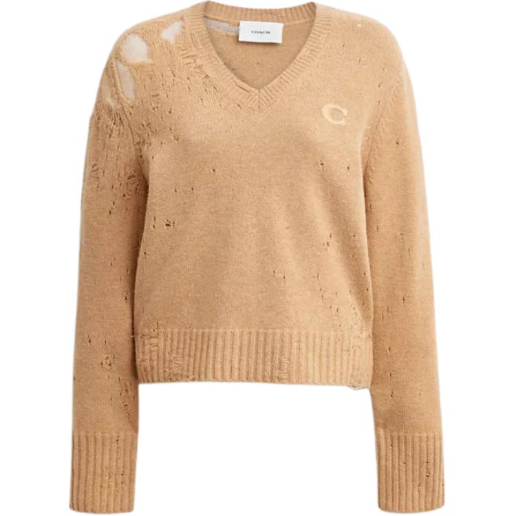 Coach Vintage Long Sleeve V-Neck Sweater Women Sweater CDI62-TN2