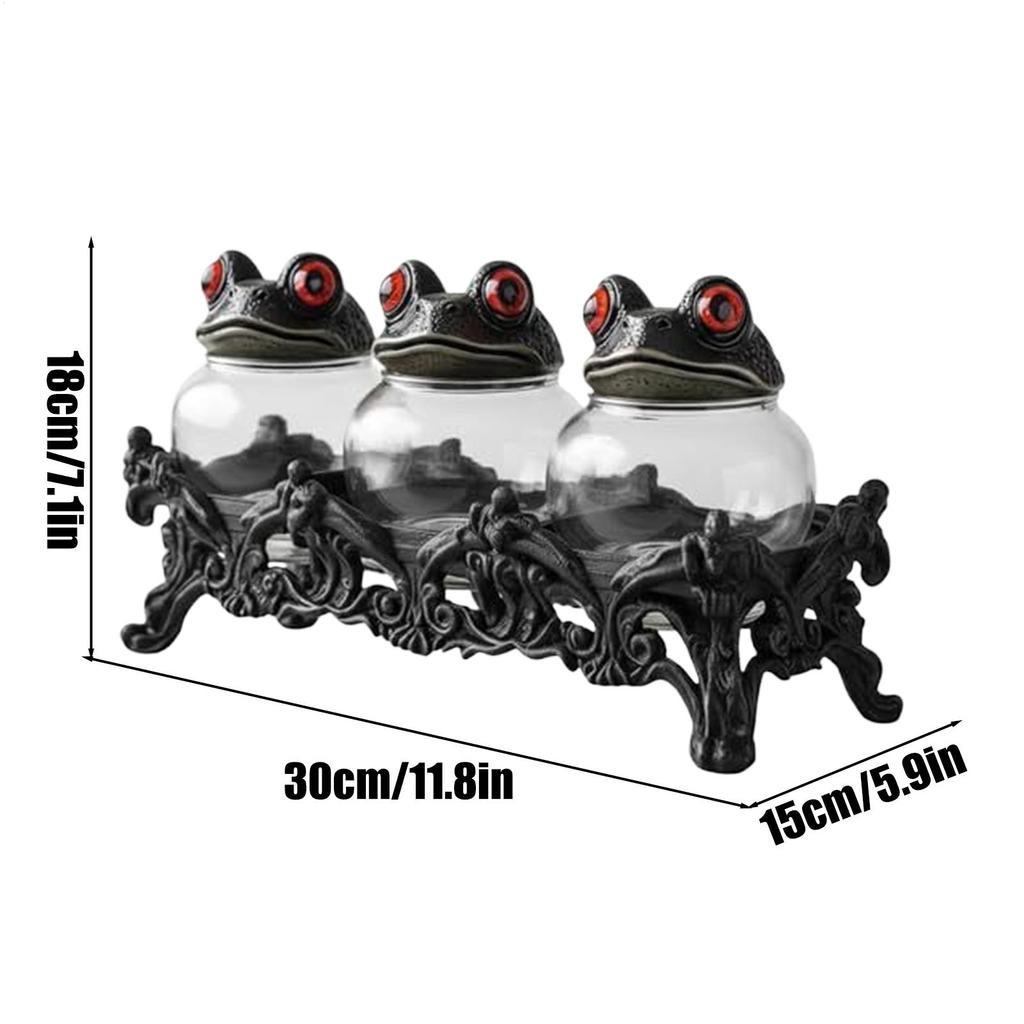 Potes de Temperos Design de Sapo Organização de Sal e Pimenta Recipiente Pote de Farmácia com Tampas para Cozinha Despensa Armário Bancada Alimentos