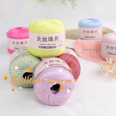 50g/Knäuel Tencel Pailletten Baumwollmischung Spitze Häkelgarn DIY Handgewebtes Schal Schal Garn Atmungsaktiv Weich Handgewebtes Garn