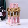 24pcs Stainless Steel Marbled Tableware Set Nordic Style Dessert Dinnerware Suit  Restaurant