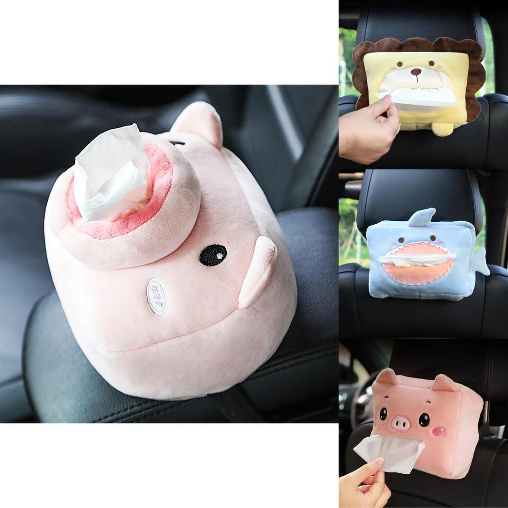 Car Tissue Box Cover Fun Cartoon Animal Design Soft Plush Material Long-lasting