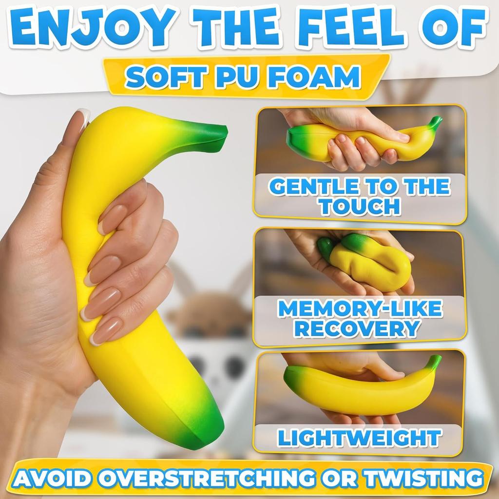 Simulation Giant Banana Squishy Toy Super Soft Slow Rising Stress Relief Anti-Anxiety Fidget Toy For Kids Adults Focus Gifts