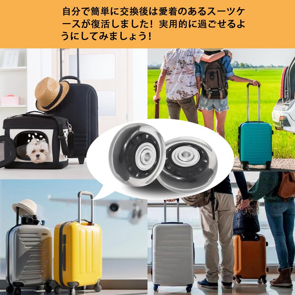 Suitcase Caster Replacement Transparent Color Set of 4 50mm Rubber