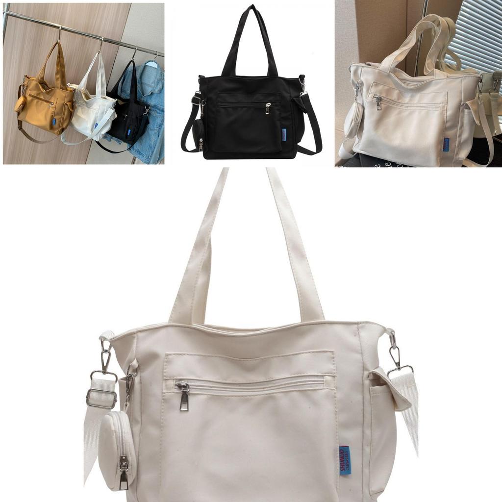 Simple Solid Color Large Capacity Women Casual Oxford Cloth Tote Bag For Daily Use
